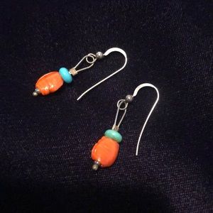 Orange and turquoise earrings